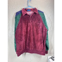 Vintage 80s Towncraft Velour Shirt Polo Sweater Gray Beige Blue Striped ... - $613.68 MXN