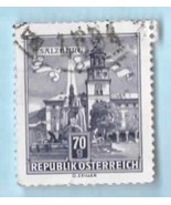 Used Austria Postage Stamp (1962) 70g Salzburg Fountain - Scott # 691 - $2.65 CAD