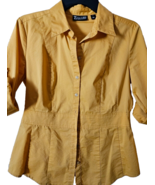 New York &amp; Company Womens Blouse Shirt Size S  Yellow  3/4 Sleeves  Cott... - $16.27 CAD