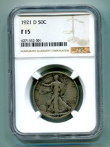 1921-D WALKING LIBERTY HALF DOLLAR NGC F15 ORIGINAL SUPER PREMIUM QUALIT... - £836.66 GBP