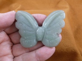 (Y-BUT-707) BUTTERFLY gem Green stone figurine gemstone carving love butterflies - £13.78 GBP