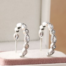 925 Sterling Silver Alluring Brilliant Marquise with Clear CZ Hoop Earrings - $20.66