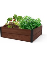 48 X 48 Inches Wood Look Raised Garden Bed, Durable Outdoor Planter For - $59.99