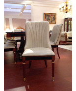 Elegant Ivory Leather Dining Chair with Gold Accents - $1,128.35 CAD