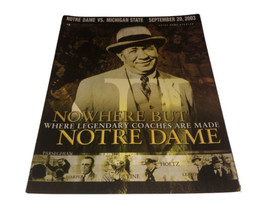 Notre Dame vs. Michigan State (MSU) Football Program Sep. 20, 2003 W/ Poster - £11.09 GBP