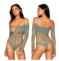 Seamless Long Sleeve Teddy With Removeable Gold Halter Chain - £19.53 GBP