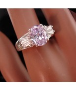 Vintage lilac Amethyst engagement Ring / Baguette statement ring for her... - $125.00