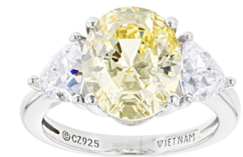 Yellow And White Cz Platinum Sterling Silver Ring Size 5 6 7 8 9 10 11 - $89.99