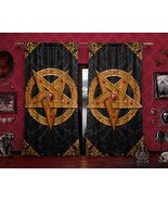 Gold Pentagram Curtains, Elegant Satanic Decor, Window Drapes, Sheer and... - £130.70 GBP