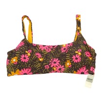 Aerie Banded Wide Strap Scoop Bikini Top Floral Pink Brown Orange XL - £11.39 GBP