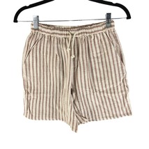 Rylee + Cru Boys Girls Striped Bermuda Shorts Pockets Cream Brown Amber 12-14Y - £19.18 GBP
