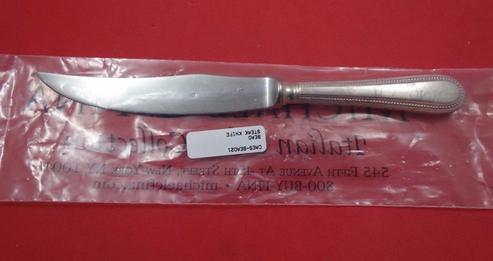 Bead Round by Carrs Sterling Silver Steak Knife Serrated 8 3/8" New - $88.11