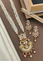Indian Women Long pearl Necklace Set Gold plated Fashion Jewelry Wedding Gift - £25.44 GBP