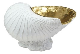 Ebros 10&quot; L Golden Nautilus Mollusc Sea Shell Jewelry Dish Bowl Decor St... - £26.14 GBP
