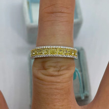 2Ct Princess Lab-Created Yellow Diamond Eternity Band Ring 14K White Gold Plated - £95.57 GBP
