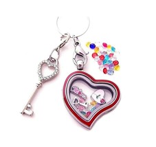 Mothers Day Mom Love Heart Living Memory Floating Charms Pendant Locket Necklace - £11.21 GBP