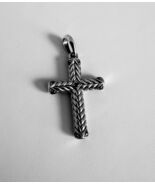 David Yurman .925 Sterling Silver Chevron Cross With Black Diamond Penda... - $346.50