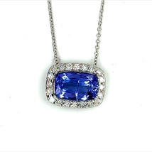 Natural Tanzanite Diamond Necklace 18&quot; 14k WG 4.85 TCW Certified $5,975 215434 - £1,842.68 GBP