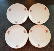 Seltmann Weiden K SAUCER PLATES Pink Roses Porcelain Bavaria Very Rare Set of 4  - £12.58 GBP