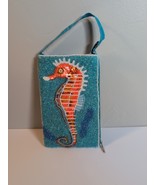 Beaded Seahorse Club Bag Blue Crossbody Zipper Purse Strap Handmade Phon... - $32.49 CAD