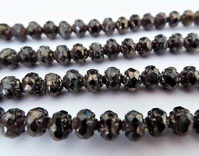 25 5/6 mm Czech Glass Small Rosebud Beads: Tanzanite - Bronze Picasso - $3.03