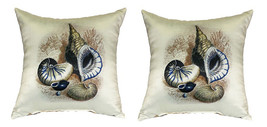 Pair of Betsy Drake Three Shells Antique Print Pillows 18 Inch X 18 Inch - £71.05 GBP