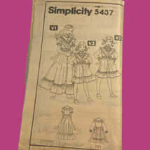 Simplicity 5437 Dress Pattern Girls 7 1981 Uncut No Envelope Prairie Cot... - £7.76 GBP