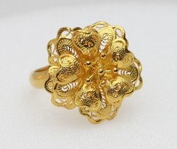 22K Solid Gold Filigree Flower Ring #91 ( Item From Ship Us ) - £696.98 GBP