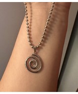 Swirl Spiral Vortex Pendant Chain Necklaces Women Men Goth Grunge Aesthe... - $14.98