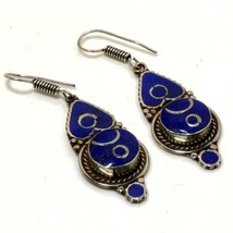 Lapis Lazuli Handmade Ethnic Tribal Drop/Dangle Earrings Nepalese 2.50&quot; SA 3481 - £4.70 GBP