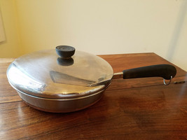 Revere Ware 1801 9&quot; 93A Copper Bottom Skillet Pan with Lid Clinton IL. USA - £14.99 GBP
