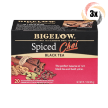 3x Boxes Bigelow Spiced Chai Natural Black Tea | 20 Pouches Per Box | 1.73oz - £16.53 GBP