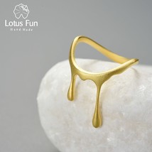18K Gold Fashion Drop Honey Fluid Dating Rings for Women Gift Simple Original Re - £22.84 GBP