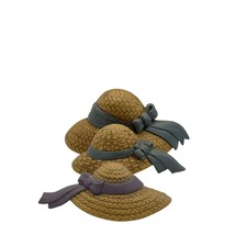 Vintage 1987 Home Interiors Burwood Set of 3 Straw Hats Blue Ribbons Wall Decor. - £15.81 GBP