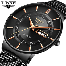 LIGE Mens Watches Top Brand Luxury Waterproof Ultra Thin minimalist watch - $49.07+