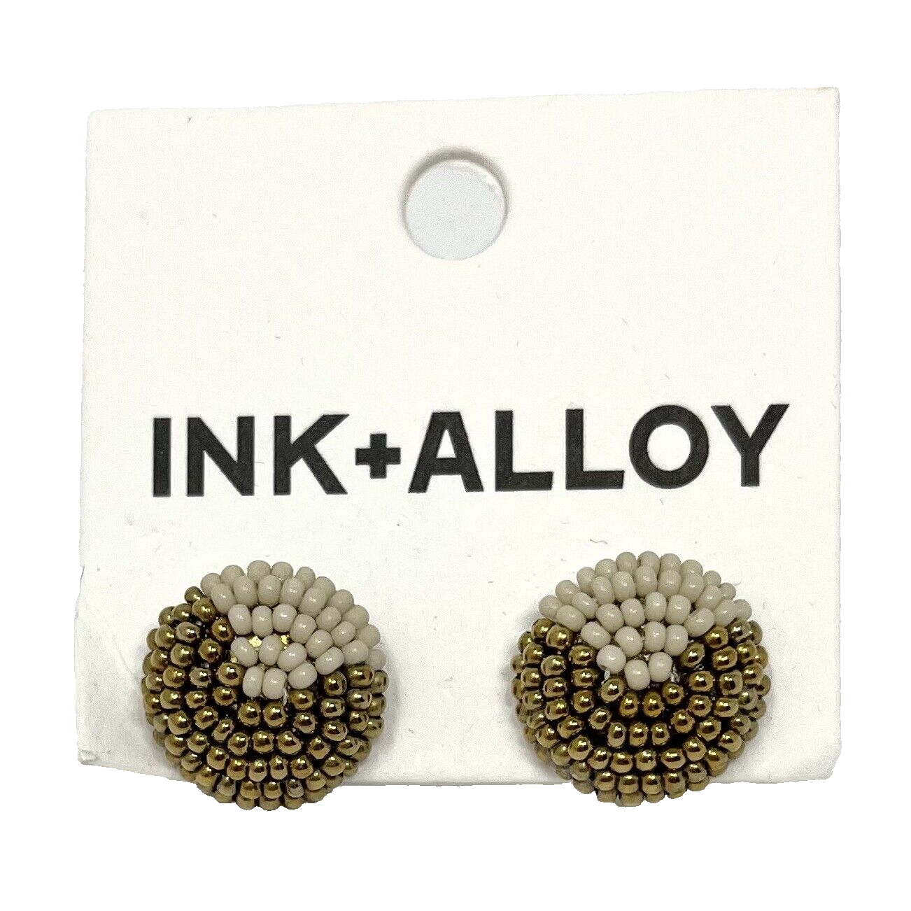 Ink + Allow Gold/Ivory Button Earrings, New - $9.49