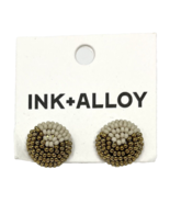 Ink + Allow Gold/Ivory Button Earrings, New - $9.49