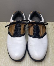 Foot Joy Contour Series 54108 White/Brown Leather Golf Shoes Men&#39;s Size 10.5 M - £14.62 GBP
