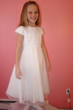 US Angels First Holy Communion Dress Style #239 Size 6X White Satin Organza S/S - £74.60 GBP
