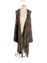 Jack BB Dakota Aztec Wool Blend Hooded Drape Vest w/ Fringe Women’s Medium - £38.83 GBP