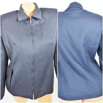 Sag Harbor 8 Petite Dark Blue Collar Wool Blazer Jacket 8P Lined Woolmar... - £18.87 GBP