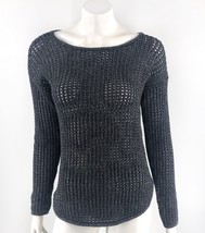 Jeanne Pierre Sweater Size Medium Gray Open Knit Drop Shoulder Pullover - £12.48 GBP