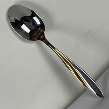 Oneida Golden Shoreline Place Oval Soup Spoon Betty Crocker Gold Accent - $8.35