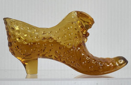 Large Fenton Hobnail Amber Glass Slipper Shoe With Cat Head 6&quot; Long 3” High - £9.30 GBP