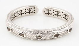Judith Ripka Sterling Silver Smoky Topaz Hinged Cuff Bracelet Beautiful ... - $345.57