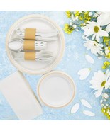 Disposable Dining Set - 150pcs for 25 Guests, Elegant Eco Friendly for A... - $58.39 CAD