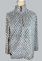 Simply Southern Gray Quilted Diamond Sherpa Fleece Partial Zip Fleece Me... - $33.72