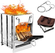 Wadeo Wood Burning Camp Stove, Stainless Steel Folding Camp, Picnic And Bbq - $39.99