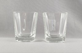 Crown Royal Old Fashioned Glasses Canadian Whisky Square (Pair) Embossed... - $19.79