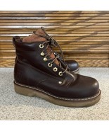 Rhino 61M28 Men’s Brown Leather 6&quot; Soft Plain Toe Lace Up Work Boots Siz... - $32.29